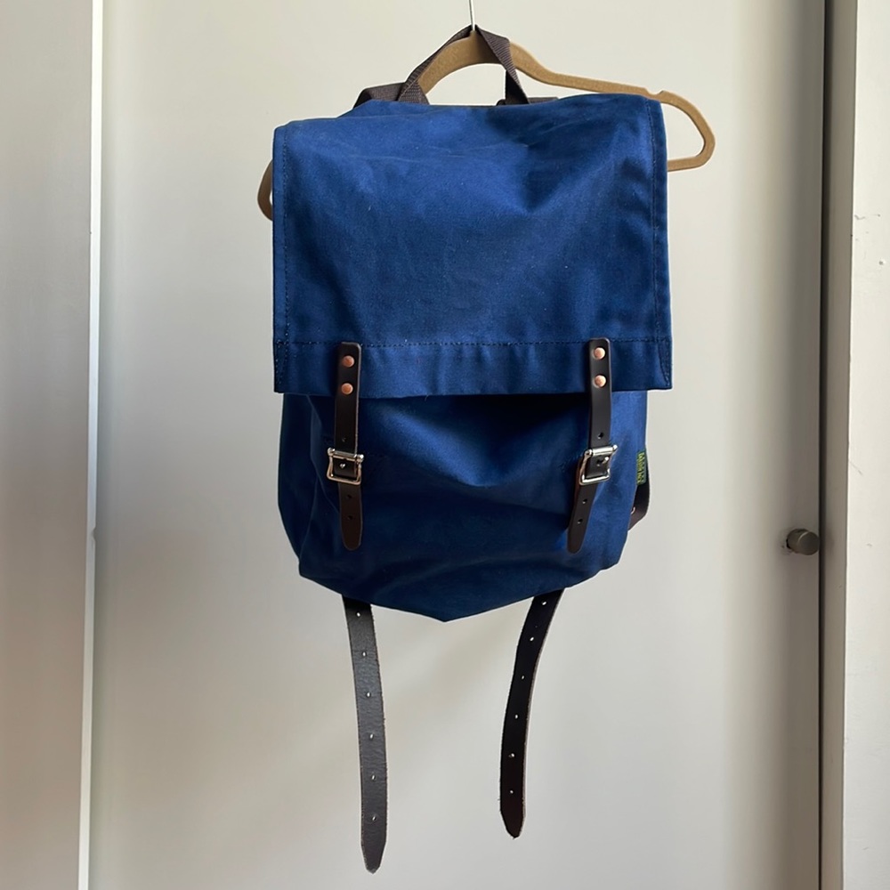 Duluth Pack Canvas and Leather Backpack in Royal Blue